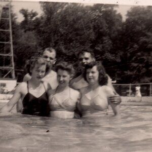 Vintage 1950s Snapshot Photo A Lazy Afternoon At The Pool